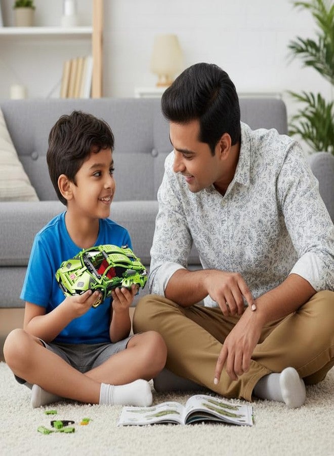 ThinkerPlace سيارة ThinkerPlace 1:18 قابلة للتركيب - لون أخضر | مجموعة بناء سيارة | سيارة سباق تعمل بالتحكم عن بعد بدون احتكاك للأطفال | لعبة تعليمية STEM للأولاد والبنات - Image 5